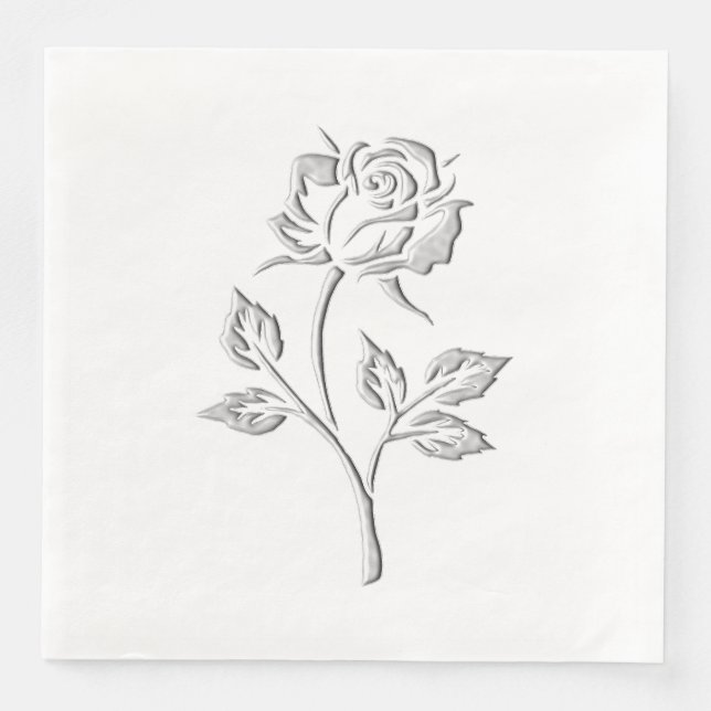 Silberne Rose Serviette (Vorderseite)