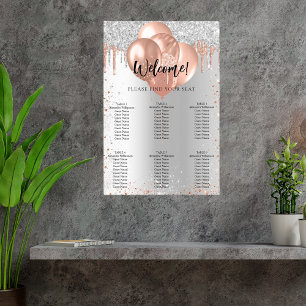 Silberne Rosen-Gold-Ballon-Sitzordnung Poster