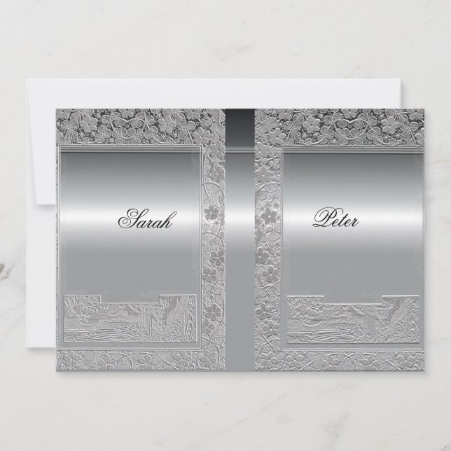 Silberne Save-the-Date-Einladung Save The Date (Vorderseite)