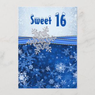 Silberne Schneeflocke auf blauem Party des Einladung