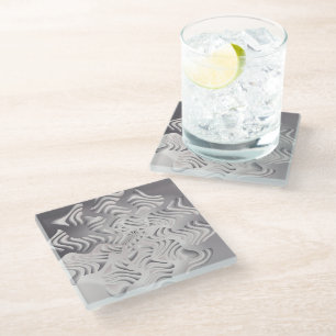 silberne Schneeflocke Glasuntersetzer