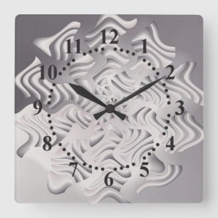 silberne Schneeflocke Quadratische Wanduhr