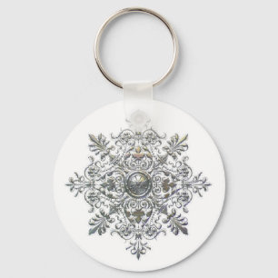 Silberne Schneeflocke Schlüsselanhänger