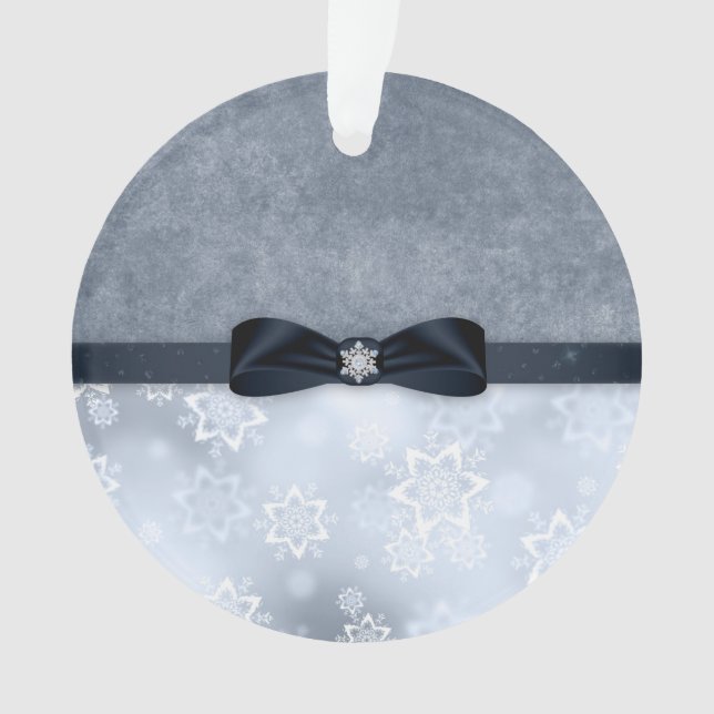 Silberne Schneeflocke-Weihnachtsverzierung Ornament (Vorderseite)