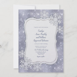 Silberne Schneeflocke-Winter-Hochzeit Einladung