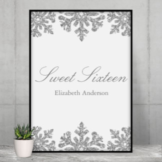 Silberne Schneeflocke Winter Sweet 16 Poster