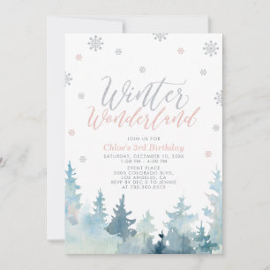 Silberne Schneeflocken Winter Wonderland 3. Geburt Einladung