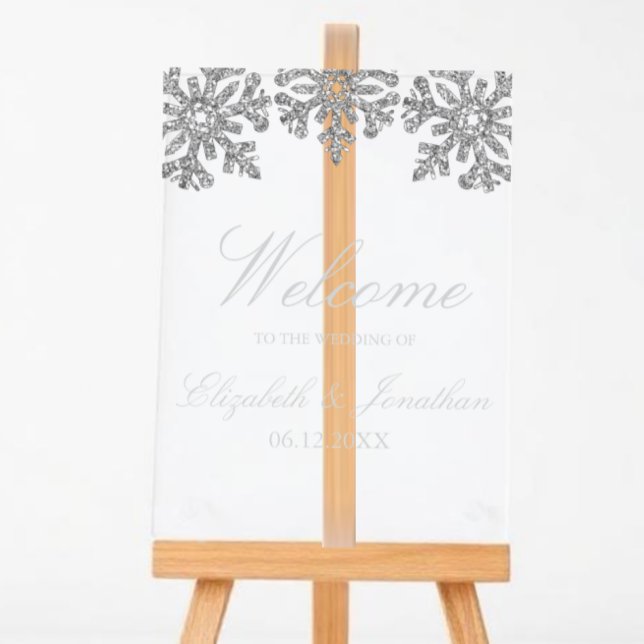 Silberne Schneeglöckchen Winterhochzeit Acrylschild (Von Creator hochgeladen)