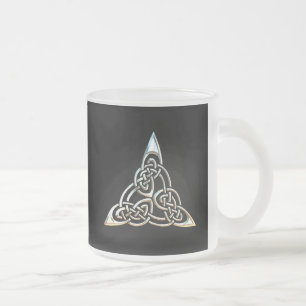 Silberne schwarze Dreieck-Spiralen-keltischer Mattglastasse