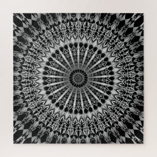 Silberne schwarze Mandala