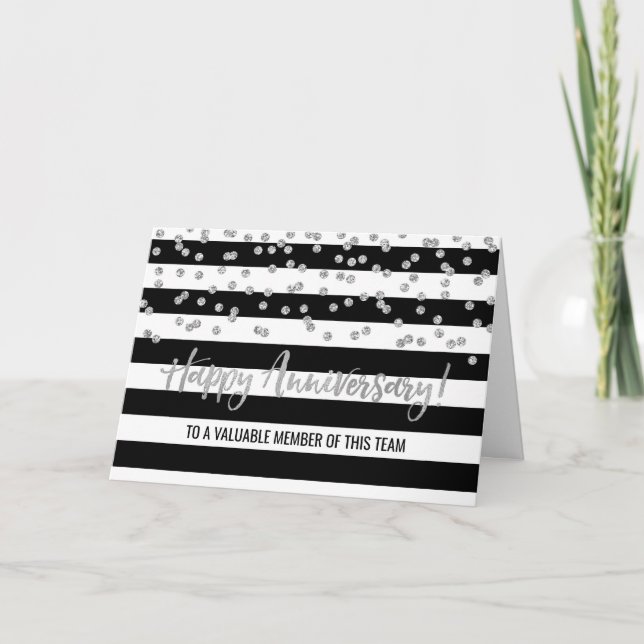 Silberne schwarze Streifen Anniversary Card Karte (Vorderseite)