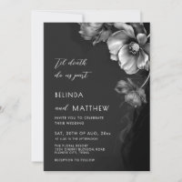 Silberne schwarze und weiße Blumen Goth Hochzeit