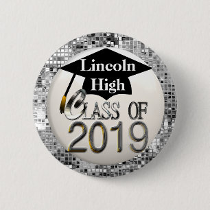 Silberne Sequins-Klasse von Abschluss-Knopf 2019 Button