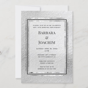 Silberne Shimmer 10-Jahres-Jubiläums-Party-Einladu Einladung