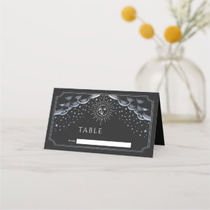 Silberne Sonnen- und Mond-Tarotkarte Hochzeit Platzkarte