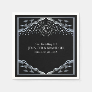 Silberne Sonnen- und Mond-Tarotkarten-Hochzeit Serviette