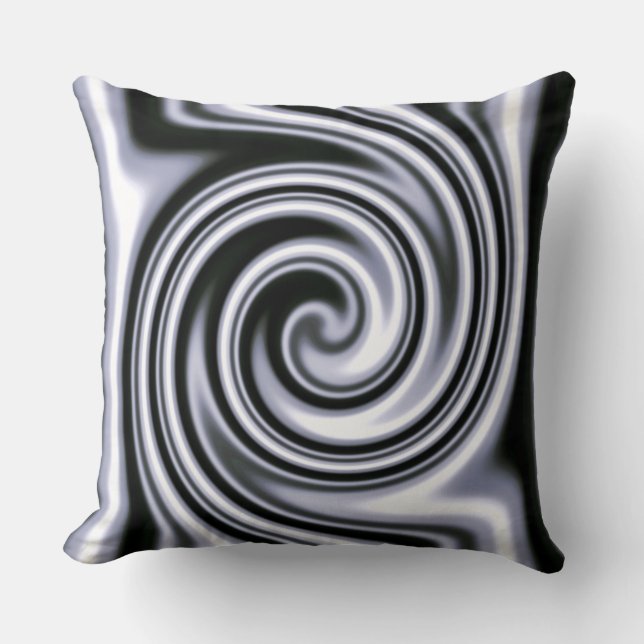 Silberne Stahlblau-weiche Fokus-Spiralen-Stammes- Kissen (Vorderseite)