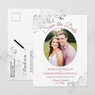 Silberne & Staubige Rosen-Hochzeit - Foto zur Vora Ankündigungspostkarte
