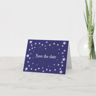 Silberne Sterne auf königsblauem Save-Date-Karten Einladung