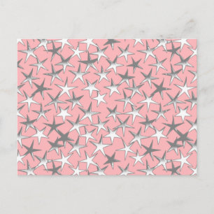 Silberne Sterne auf Muschelrosa Postkarte