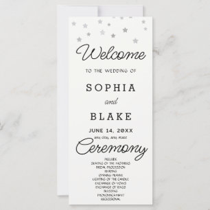 Silberne Sterne Himmelsweißes Hochzeitsprogramm