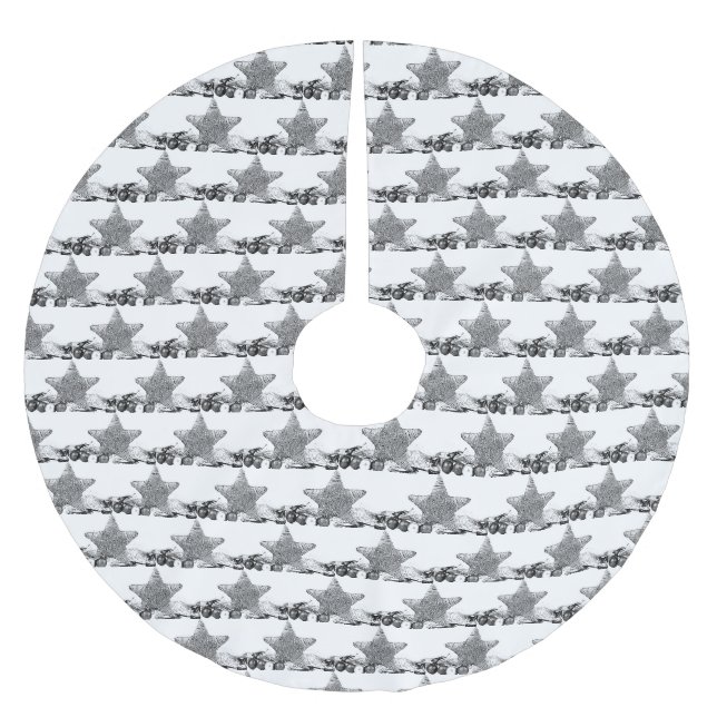 **SILBERNE STERNE** POLYESTER WEIHNACHTSBAUMDECKE (Vorderseite)