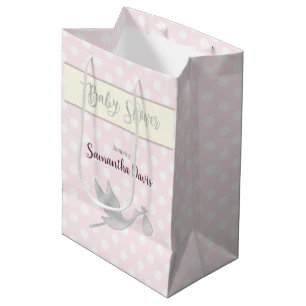 Silberne Storch-Baby-Babyparty Mittlere Geschenktüte