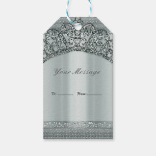 Silberne Tiara-Krone & Diamant-Bling-Partygeschenk Geschenkanhänger