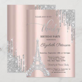 Silberne Tropfen, Diamonds Eiffelturm 30. Geburtst Einladung