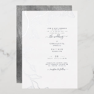 Silberne tropfende Efeu-Hochzeit Folieneinladung