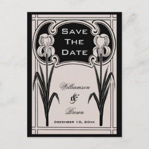 Silberne u. schwarze Iris-elegante Save the Date Ankündigungspostkarte