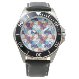 Silberne Uhr mit farbenfrohem geometrischem Mosaik
