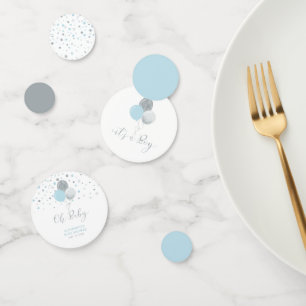 Silberne und blaue Luftballons Junge Baby Shower K Konfetti