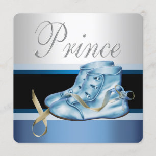 Silberne und blaue Prinz-Baby-Party Einladung