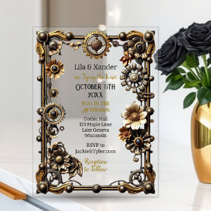 Silberne und goldene gothische Metal-Steampunk-Hoc Acryleinladungen