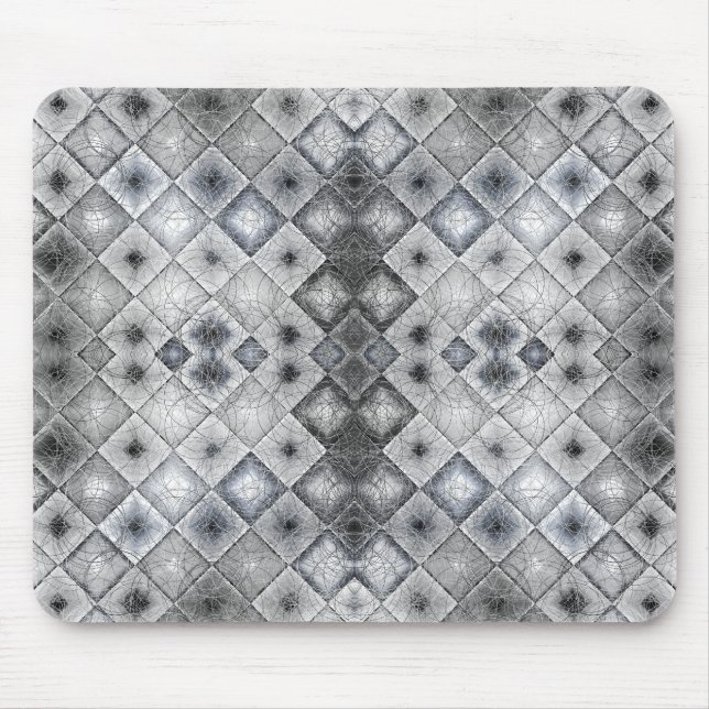 Silberne und graue geometrische abstrakte Gitterst Mousepad (Vorne)