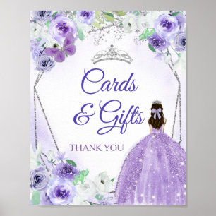 Silberne und Lila Kostüme Quinceañera Karten & Ges Poster