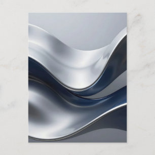Silberne und marineblaue fließende Wellen, abstrak Postkarte