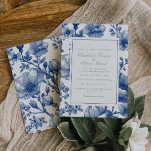 Silberne und marineblaue Hochzeit  Einladung