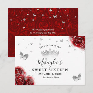 Silberne und Rote Rosen Elegant Save The Date