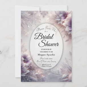 Silberne und sanfte Amethyst-Winter-Brautparty Einladung