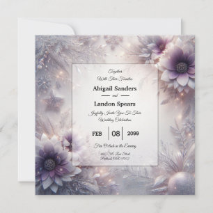 Silberne und sanfte Amethyst-Winterblüten-Hochzeit Einladung
