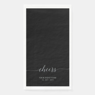 Silberne und schwarze elegante Skript Cheers Event Serviette