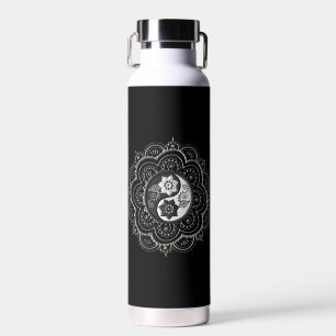 Silberne und schwarze Mandala-Wasserflasche Trinkflasche