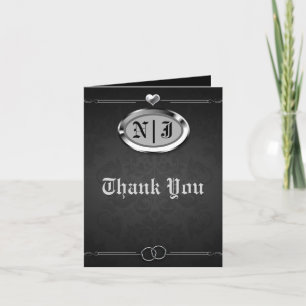 Silberne und schwarze Vintage-Gothic-Dankeskarte Dankeskarte