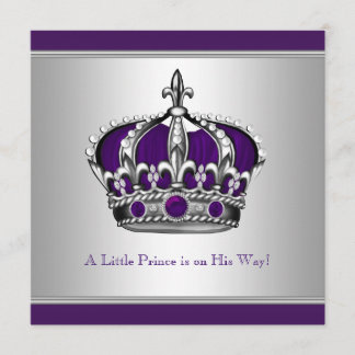 Silberne und violette Krone Kleiner Prinz Baby Sho Einladung