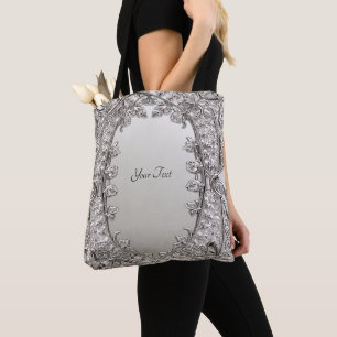 Silberne verzierte moderne Tote Bag Tasche