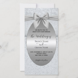 Silberne Vintage-Hochzeitseinladung mit Schleife