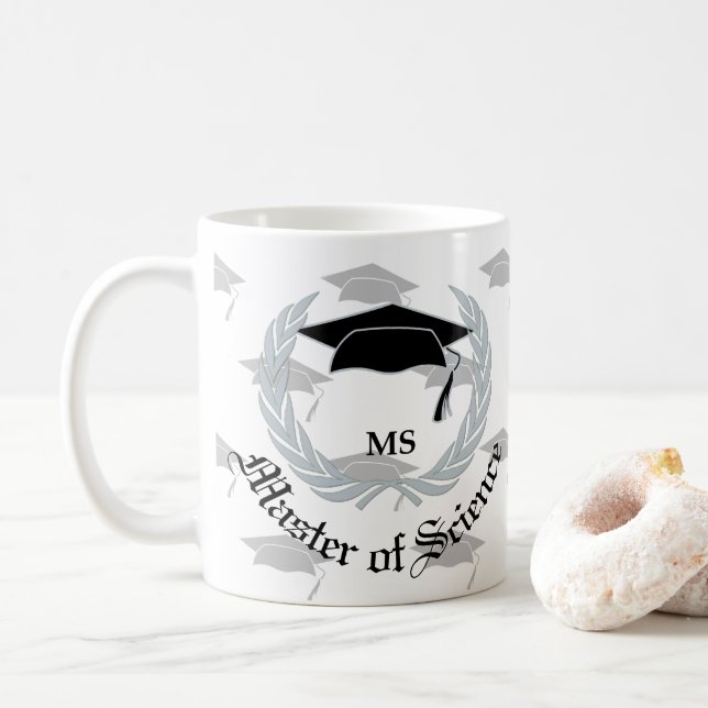 Silberne Vorlagenwissenschafts-Abschluss-Feier Kaffeetasse (Mit Donut)