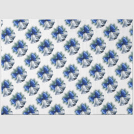 Silberne Weihnachtsglocken mit Blue Bow Seidenpapier